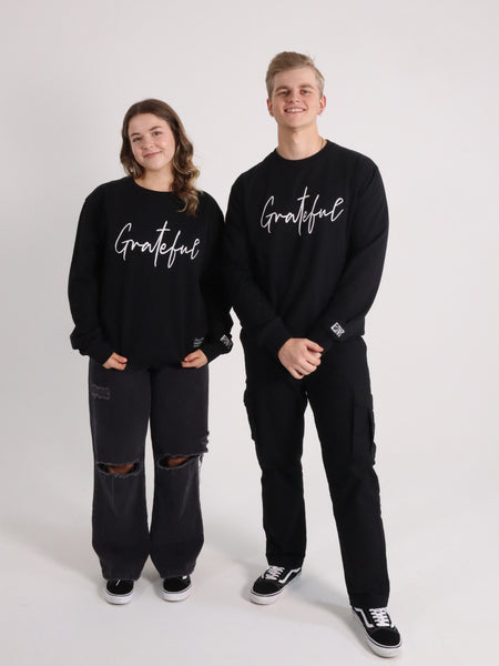 GRATEFUL EMBROIDERED SWEATSHIRT BLACK