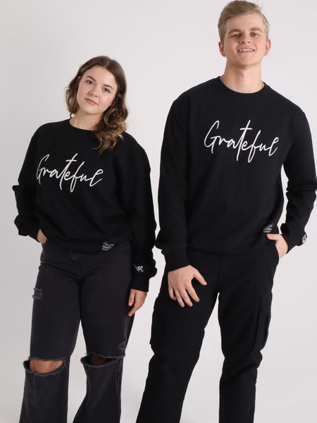 GRATEFUL EMBROIDERED SWEATSHIRT BLACK