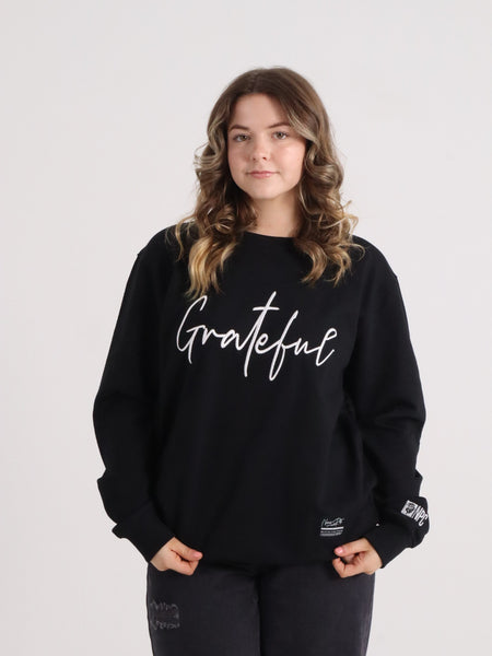 GRATEFUL EMBROIDERED SWEATSHIRT BLACK