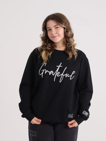 GRATEFUL EMBROIDERED SWEATSHIRT BLACK