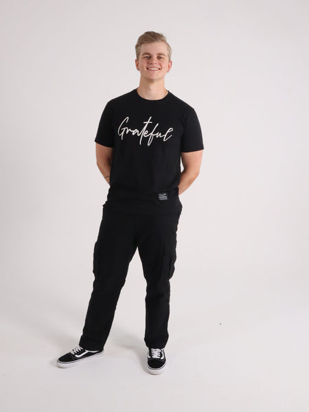 GRATEFUL EMBROIDERED TEE BLACK