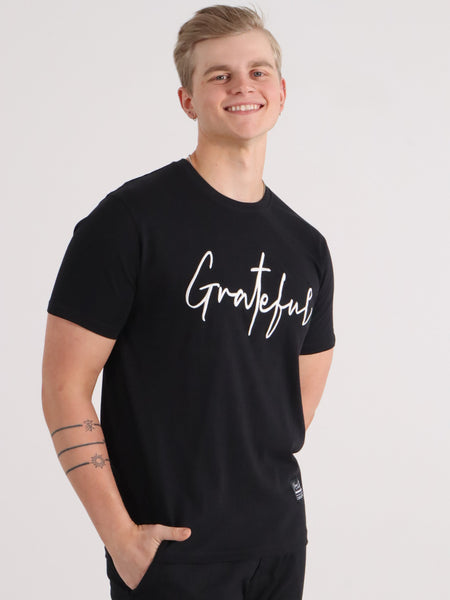 GRATEFUL EMBROIDERED TEE BLACK
