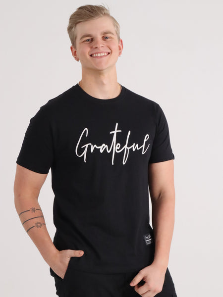 GRATEFUL EMBROIDERED TEE BLACK
