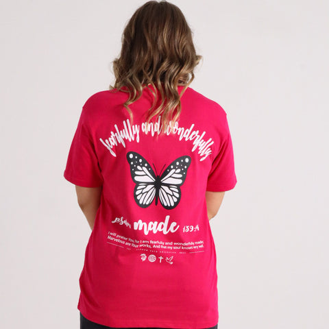 FEARFULLY + WONDERFULLY MADE TEE DARK PINK