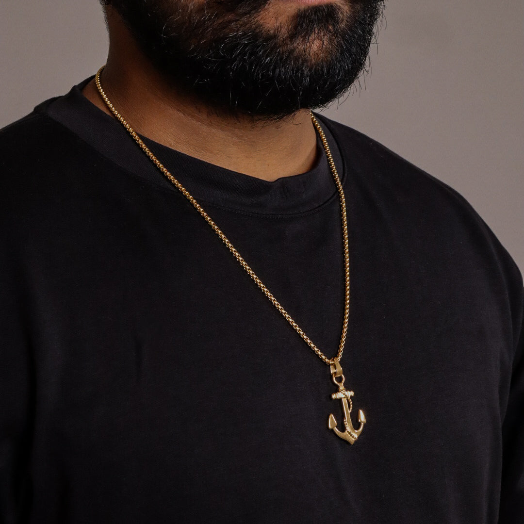 ANCHOR PENDANT STAINLESS STEEL NECKLACE SILVER/GOLD