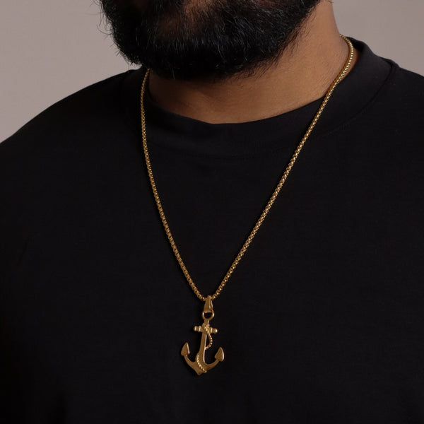 ANCHOR PENDANT STAINLESS STEEL NECKLACE SILVER/GOLD