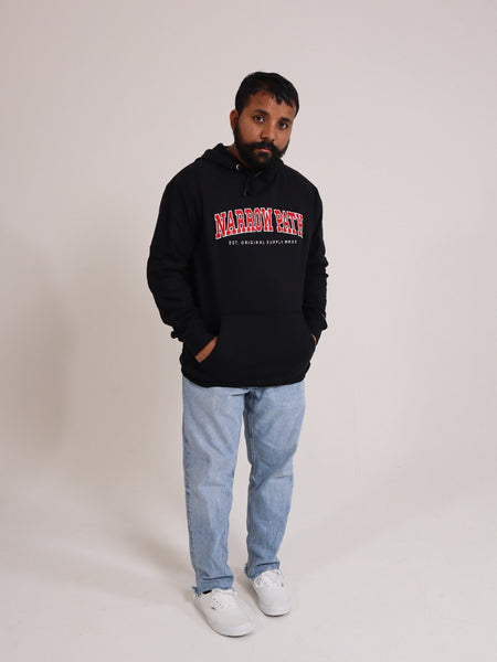 NARROW PATH COLLEGE EMBROIDERED HOODIE BLACK