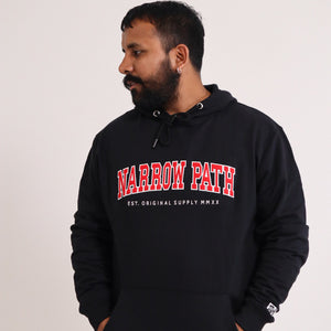NARROW PATH COLLEGE EMBROIDERED HOODIE BLACK