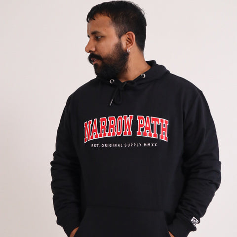 NARROW PATH COLLEGE EMBROIDERED HOODIE BLACK