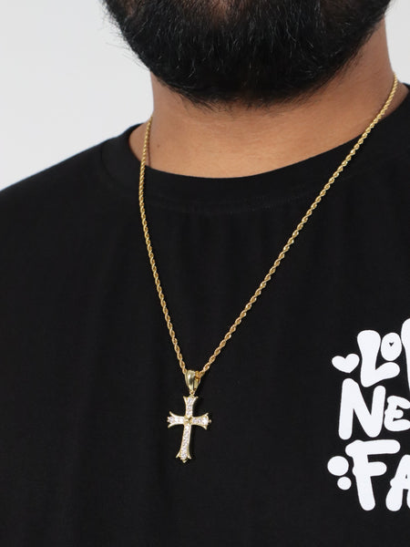 Faith CZ 18k Gold Plated Cross Pendant Necklace