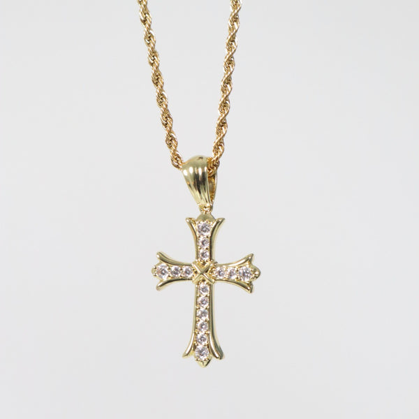 Faith CZ 18k Gold Plated Cross Pendant Necklace
