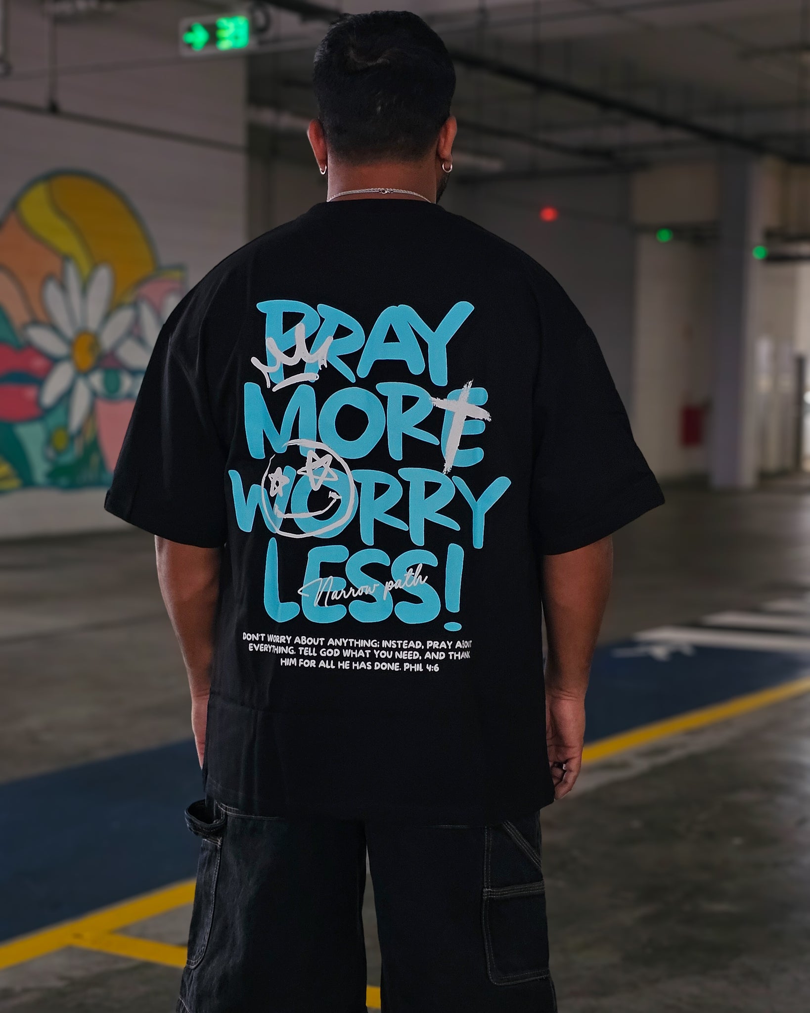 PRAY MORE WORRY LESS OVERSIZED TEE