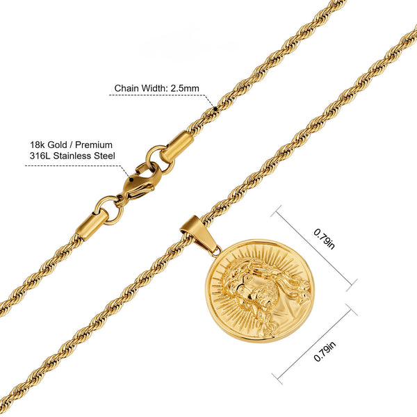 Jesus Christ Gold Pendant Necklace