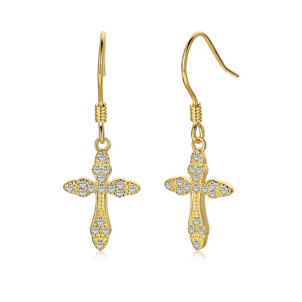 Cubic Zirconia Sterling Silver Cross Earrings