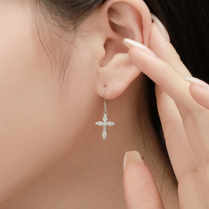 Cubic Zirconia Sterling Silver Cross Earrings
