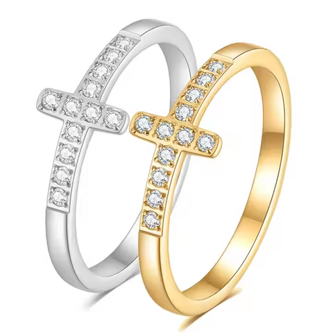 Cubic Zirconia Cross Rings
