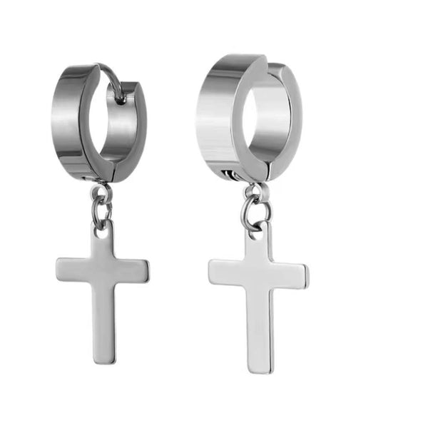 Cross Hoop Earrings - Unisex