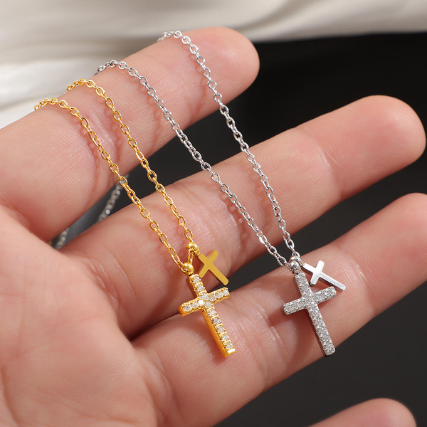 Double Cross Pendant Necklace