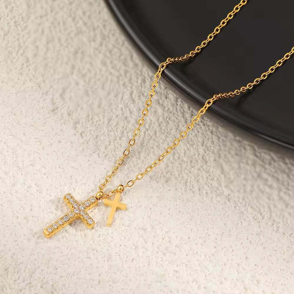 Double Cross Pendant Necklace