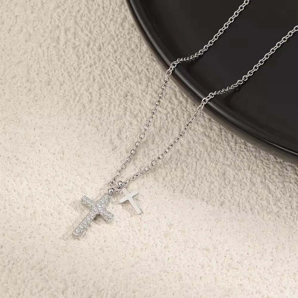 Double Cross Pendant Necklace