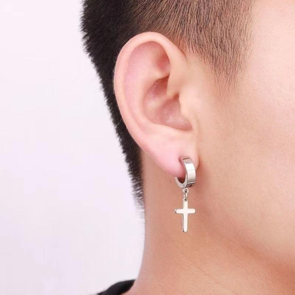 Cross Hoop Earrings - Unisex