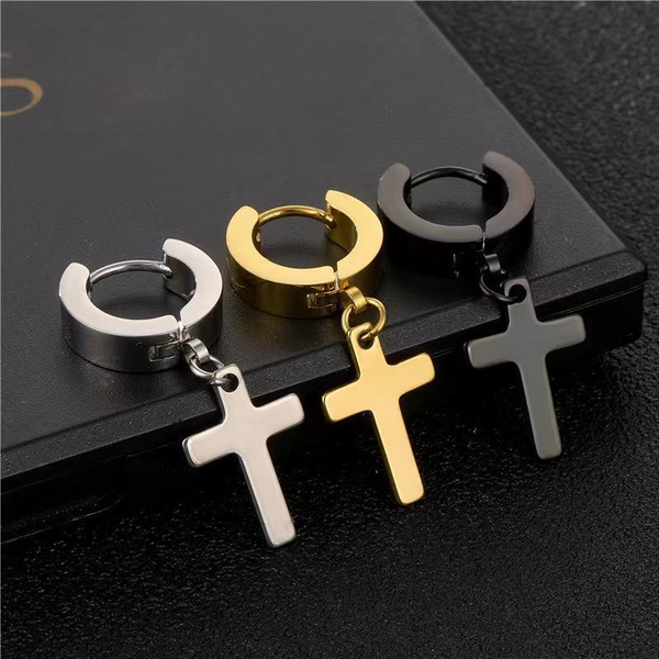 Cross Hoop Earrings - Unisex
