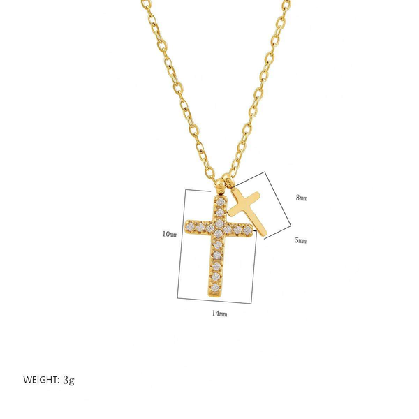 Double Cross Pendant Necklace