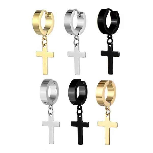 Cross Hoop Earrings - Unisex