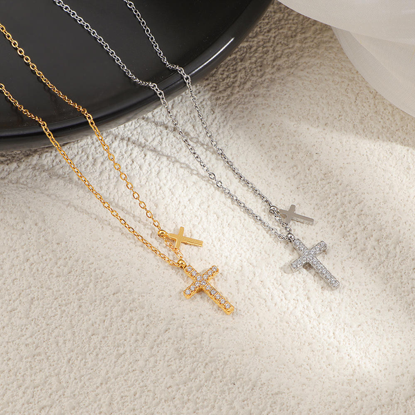 Double Cross Pendant Necklace