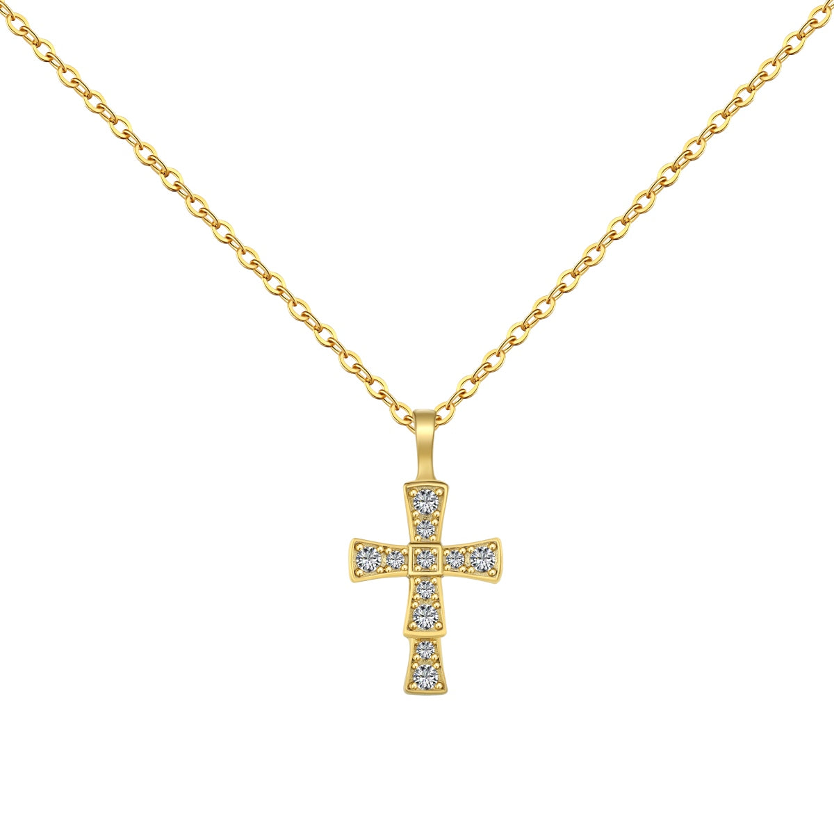 Small Cross 925 Sterling Silver Pendant Necklace