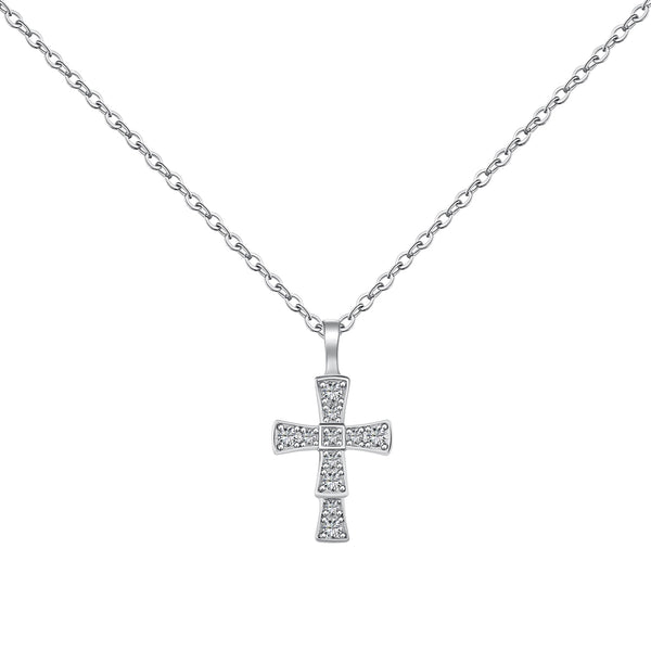 Small Cross 925 Sterling Silver Pendant Necklace