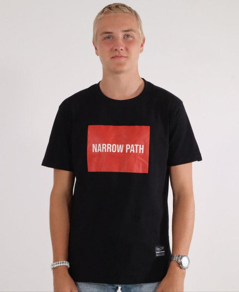 RED NARROW PATH BOX PRINT TEE