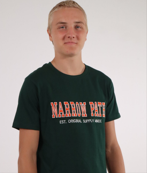NARROW PATH COLLEGE EMBROIDERED TEE GREEN