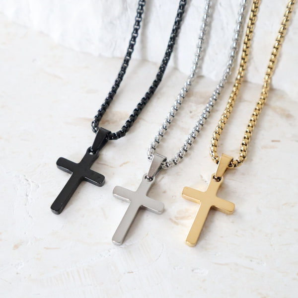 Small Cross Pendant Stainless Steel Necklace