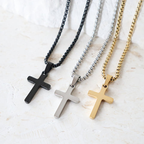 Small Cross Pendant Stainless Steel Necklace