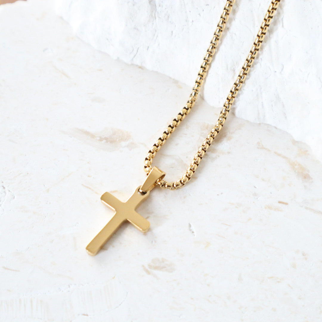 Small Cross Pendant Stainless Steel Necklace