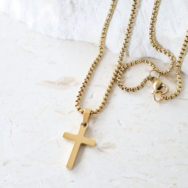 Small Cross Pendant Stainless Steel Necklace