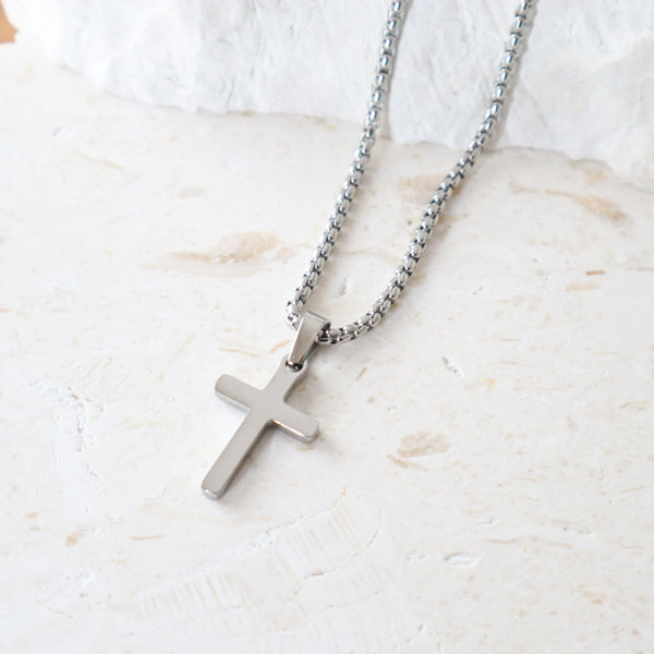 Small Cross Pendant Stainless Steel Necklace