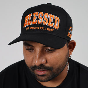 BLESSED EMBROIDERED LOGO SNAPBACK BLACK/ORANGE HAT