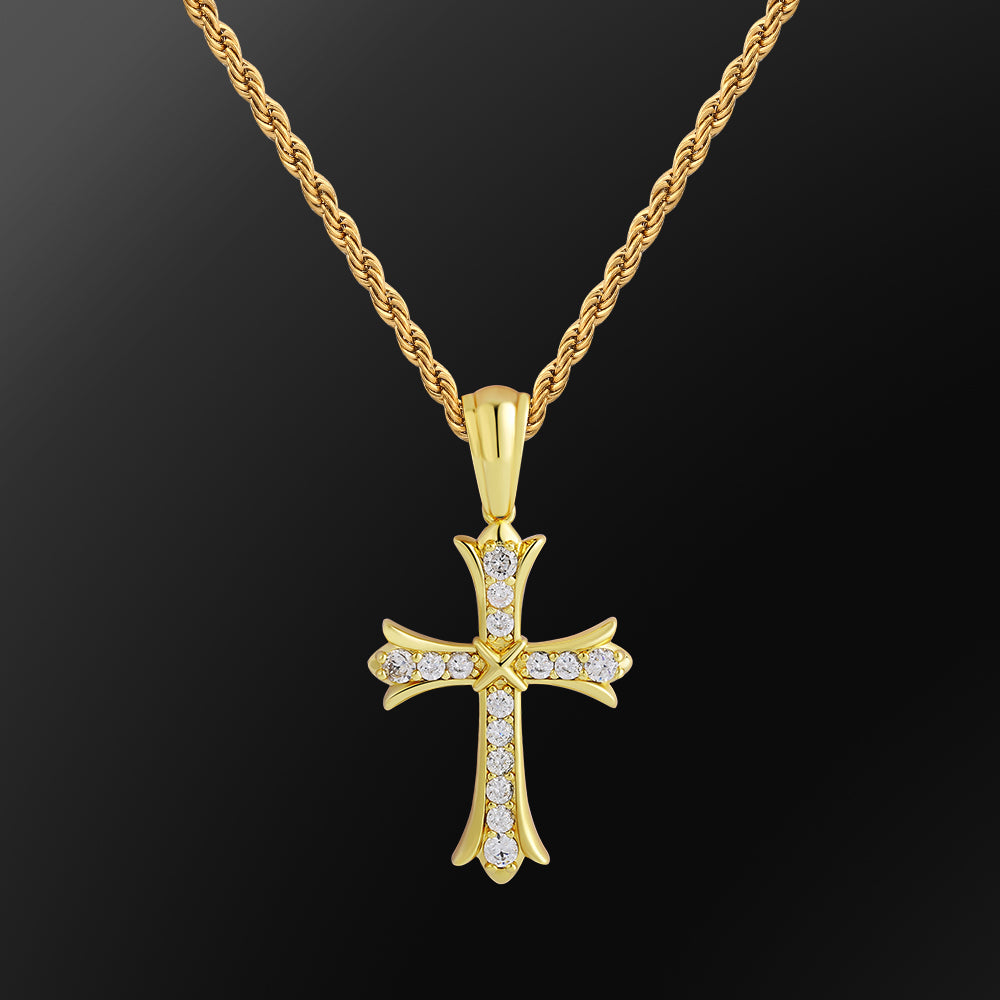 Faith CZ 18k Gold Plated Cross Pendant Necklace