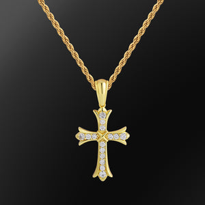 Faith CZ 18k Gold Plated Cross Pendant Necklace
