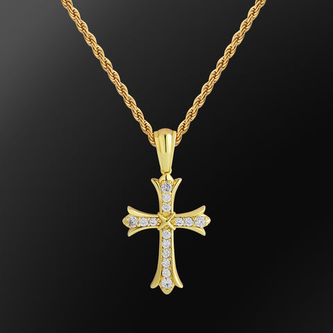Faith CZ 18k Gold Plated Cross Pendant Necklace