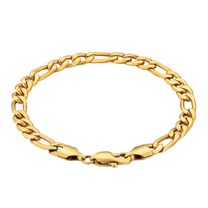 Figaro 6mm Stainless Steel 18k Gold Plated Bracelet