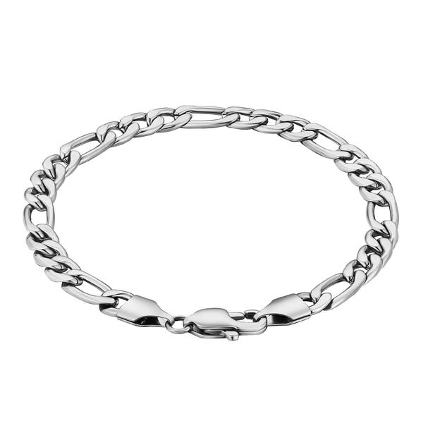 Figaro 6mm Stainless Steel 18k Gold Plated Bracelet
