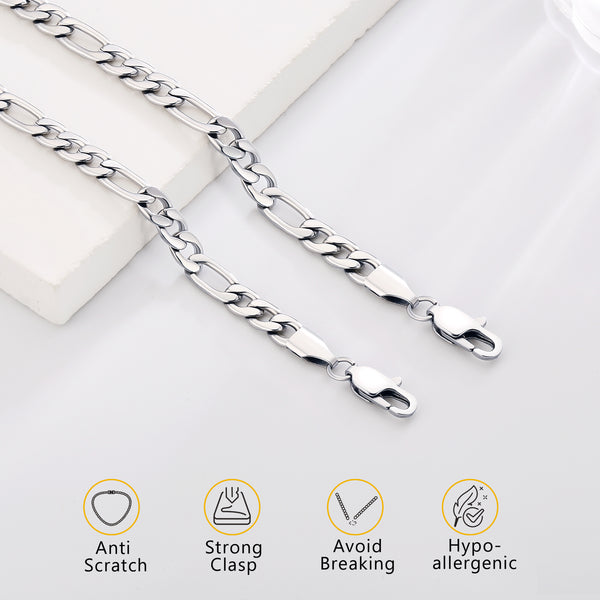 Figaro 6mm Stainless Steel 18k Gold Plated Bracelet