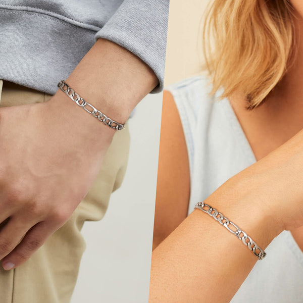 Figaro 6mm Stainless Steel 18k Gold Plated Bracelet