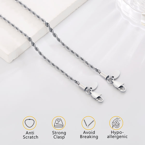 3mm Stainless Steel Rope Bracelet unisex