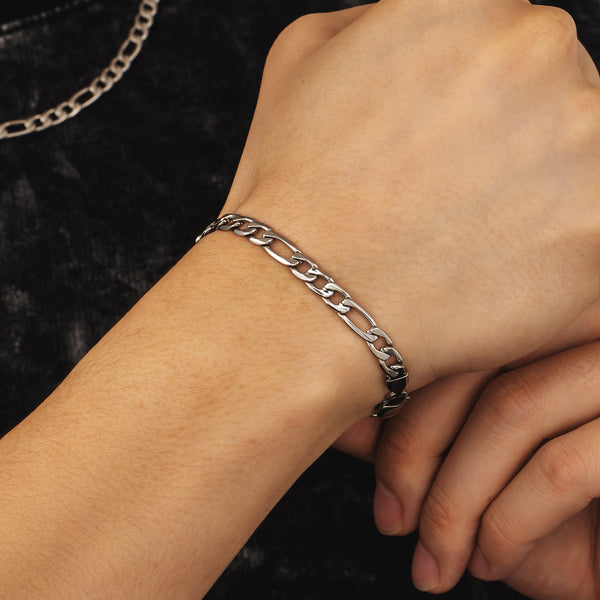 Figaro 6mm Stainless Steel 18k Gold Plated Bracelet