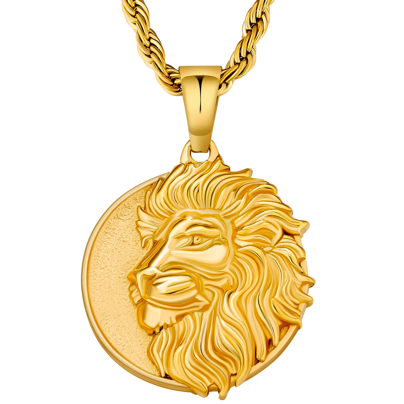 18k Gold Plated Lion Pendant Necklace for Men
