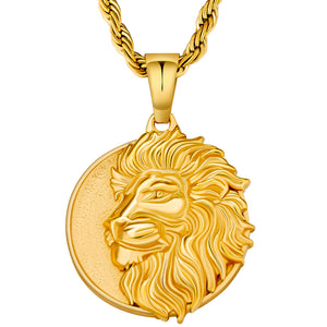 18k Gold Plated Lion Pendant Necklace for Men